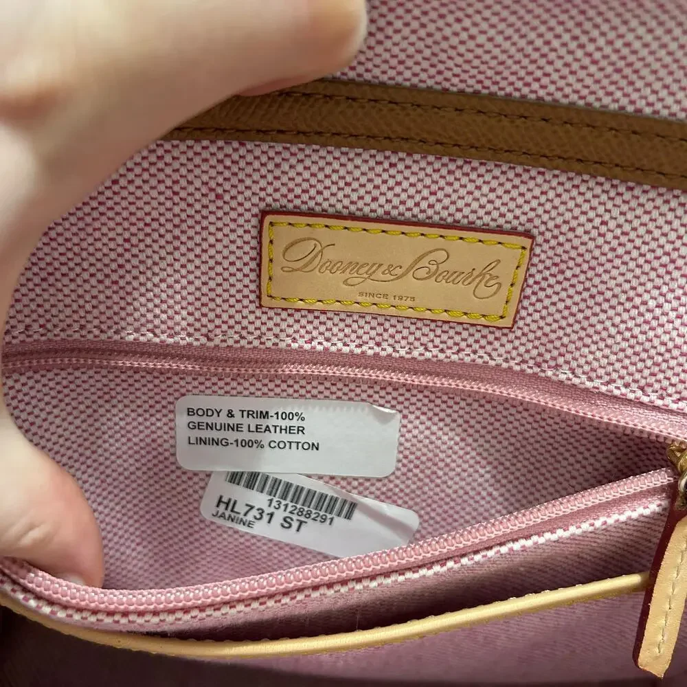 Dooney & Bourke Pebble Leather Janine Handbag Brown Double Handle Designer